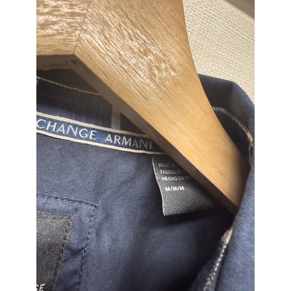 AX Armani Exchange Shirt‎ Mens M Blue Plaid Button Up Long Sleeve Regular Fit - Picture 5 of 7